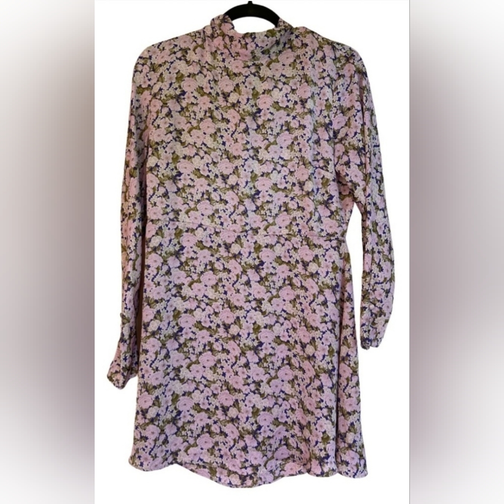(SOLD) ZARA Satin Effect Mock Neck Longsleeve Dress XL, Purple/Green - Picture 12 of 12